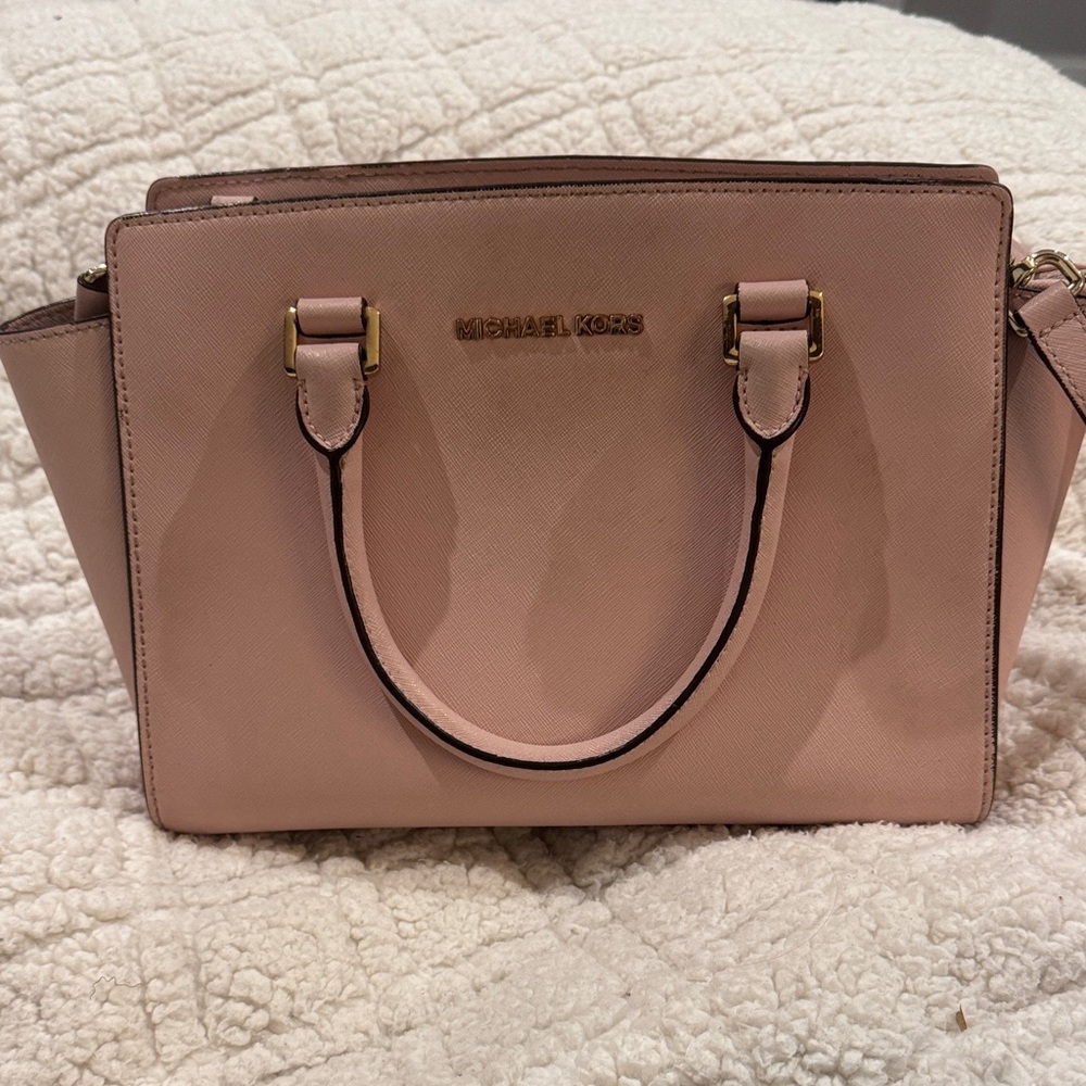 Michael Kors Light Pink Satchel with Gold Accents